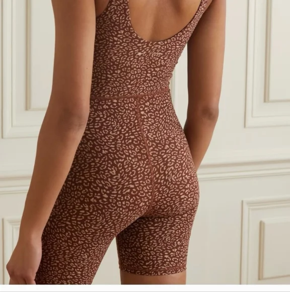 Brown Leopard-Print Fitted Romper - Picture 2 of 9